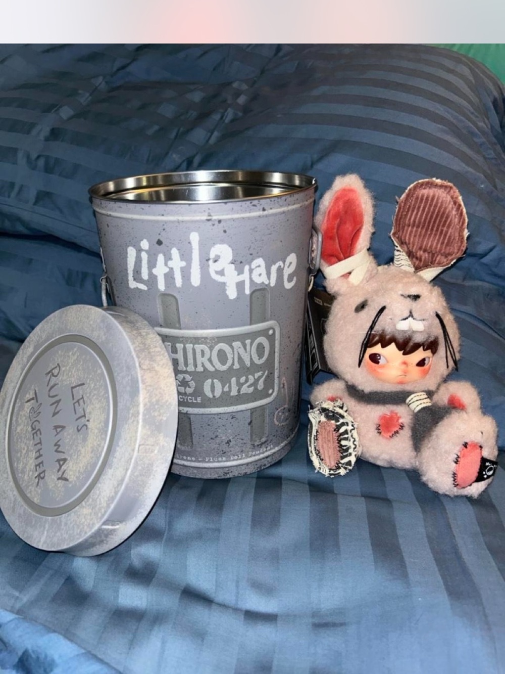 Plush Bunny Keychain - Gray/Pink
